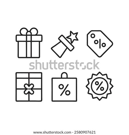 Outlined Seasonal and Holiday Shopping Icons for E-Commerce Campaigns