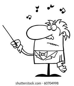 Outlined Senior Conductor Waving A Baton