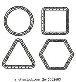Ícone de forma com contorno. Hexágono do triângulo circular. Símbolo decorativo vetorial. Figura da linha geométrica.