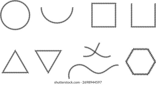 Outlined Shapes and Borders Made of Circular Dots in White Background Illustration Art