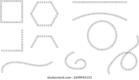 Outlined Shapes and Borders Made of Circular Dots in White Background Illustration Art