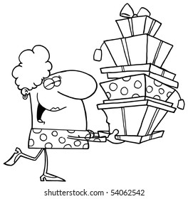 Outlined Shopper Lady