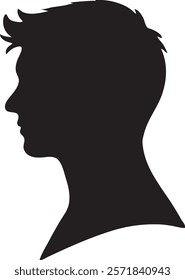 Outlined silhouette of a male's head profile, showcasing the simplicity of facial contours over a white background. Perfect for conceptual designs, themes illustrating identity, or symbolic 