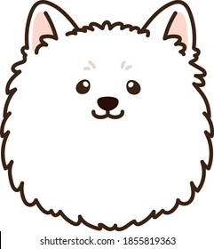 Outlined simple and adorable Japanese Spitz front head illustration