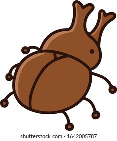 Outlined simple and cute brown beetle
