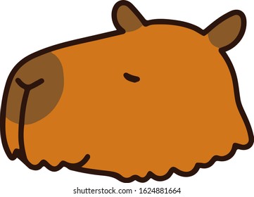 Outlined simple and cute brown capybara