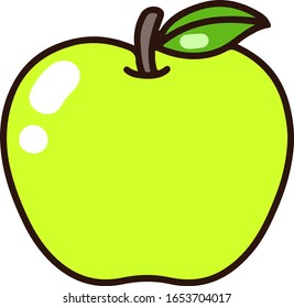 Outlined simple and cute green apple