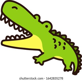 Outlined simple and cute green Crocodile