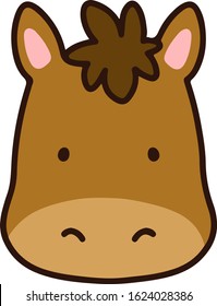 Outlined simple and cute horse