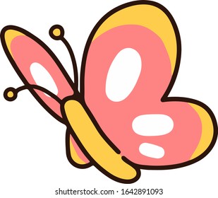 Outlined simple and cute pink Butterfly
