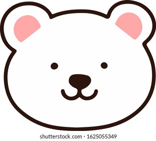 Outlined simple and cute polar bear head