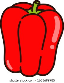 Outlined simple and cute red paprika