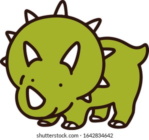 Outlined simple and cute Triceratops