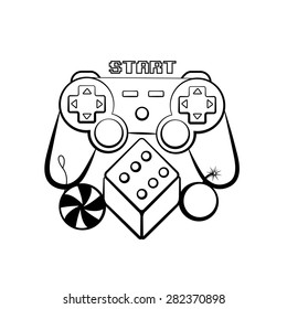 Outlined simple games illustration