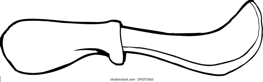 Outlined skinning knife over isolated background