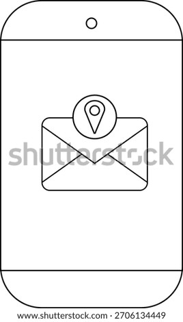 An outlined smartphone displays a message icon with a location pin