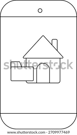 Outlined smartphone with a home icon and folder icon displayed on the screen