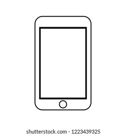 outlined smartphone on white background