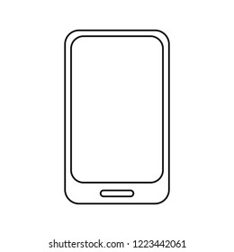 outlined smartphone on white background