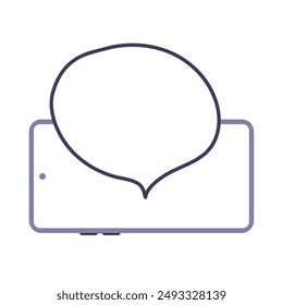 Esbozado smartphone con ilustración de burbuja de voz
