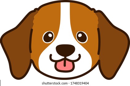 Outlined smiling Beagle front head