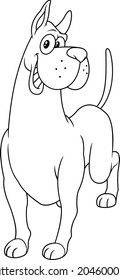 Outlined Smiling Dog Cartoon Mascot Character. Vector Hand Drawn Illustration Isolated On Transparent Background