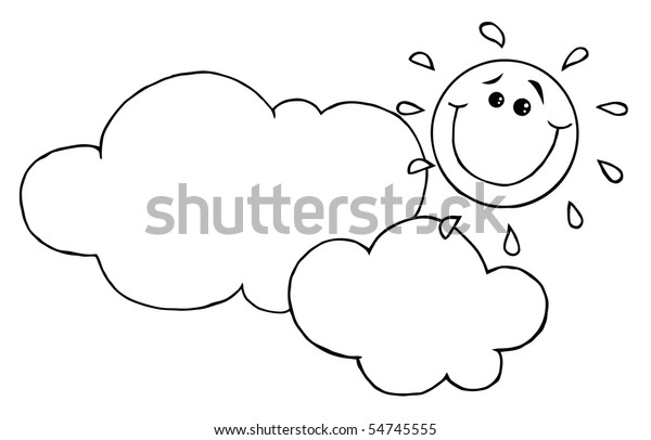 Vector De Stock Libre De Regalias Sobre Sol Sonriente En La Nube Detras54745555