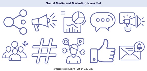 Outlined Social Media Icons Set for Marketing Projects