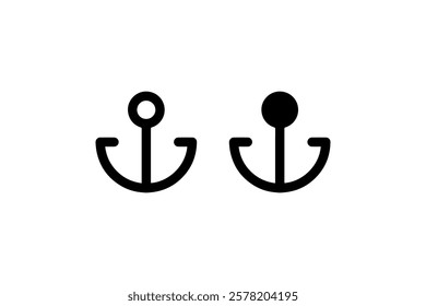 Outlined and Solid Anchor Icons vector