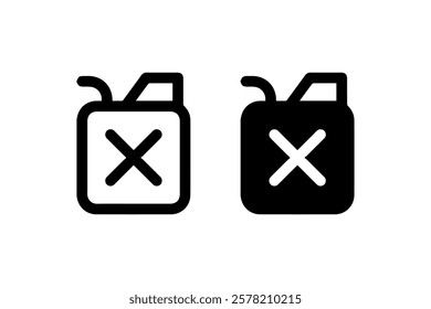 Outlined and Solid Jerry Can Icons vector