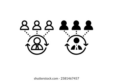 Outlined and solid management hierarchy icons Vector