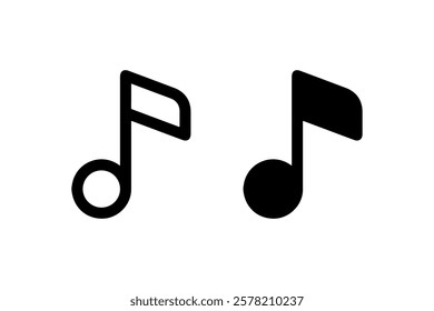 Outlined and Solid Music Note Icons vector