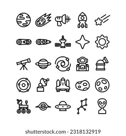 Outlined Space and Science Icon Set