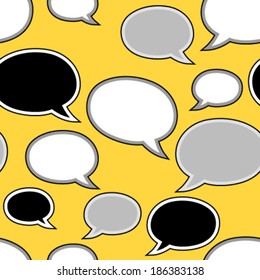 outlined speech bubbles on yellow seamless pattern