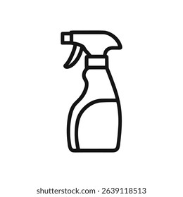 Outlined spray bottle cleaning essential. Icon symbol illustration