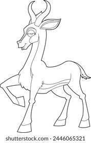 Personaje de dibujos animados animal de Springbok delineado. Vector Dibujado A Mano Ilustración Aislado Sobre Fondo Transparente