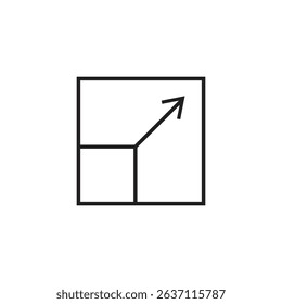 An outlined square with an upward arrow emerging from the top right corner, symbolizing growth or progress.