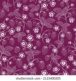 Outlined Strawberries seamless pattern design