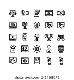 Conjunto de iconos de creador de contenido de arrastre esbozado