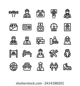 Outlined Stroke Labor Icon Set