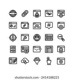 Juego de iconos SEO de salto con líneas