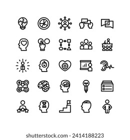 Juego de iconos de habilidades blandas de ataque con trazos esbozados