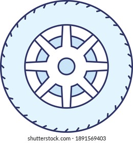 Outlined style car tire with alloy wheel