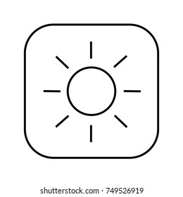 Outlined sun icon in square frame