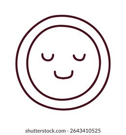 Outlined sun with thick circular border, closed eyes and peaceful smile, minimal monochrome design for calm visuals