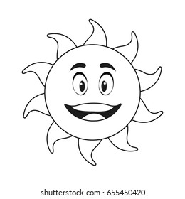 outlined sunny face smiling character icon