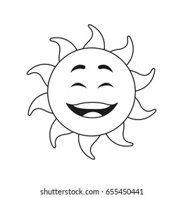 outlined sunny face smiling character icon