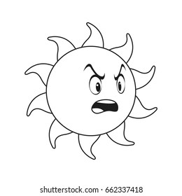 outlined sunny face smiling character icon