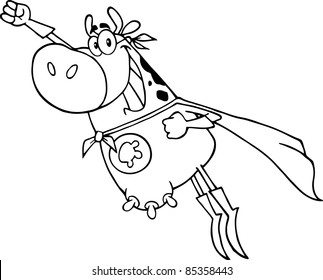 Outlined Super Hero Cow