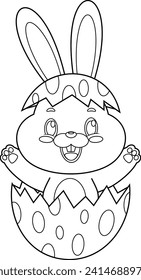Sorpresa Específica, Caricatura De Conejo De Conejo De Conejo De Conejo De Huevos. Ilustración dibujada a mano vectorial aislada en fondo transparente